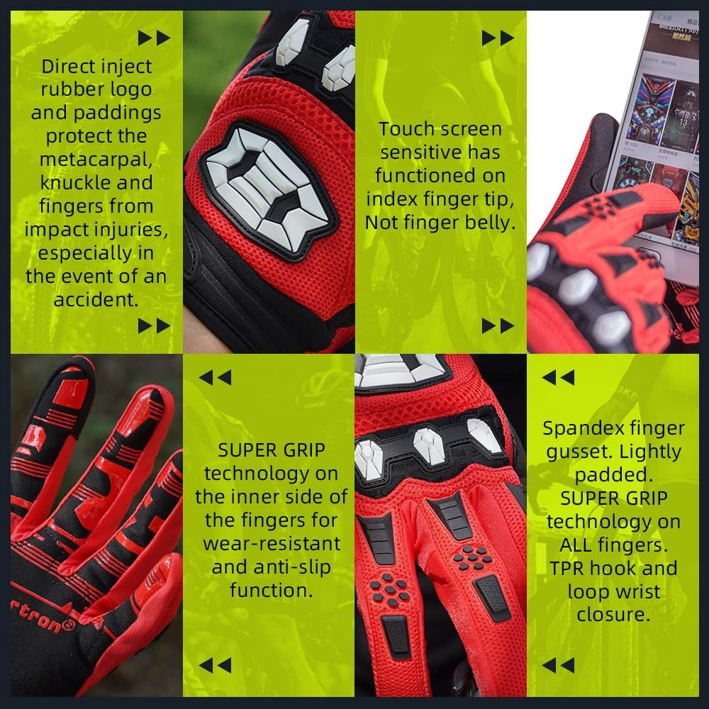 Unisex BMX MX ATV MTB Racing Mountain Bike Bicycle Cycling Off-Road/Dirt Bike Gloves Road Racing Motorcycle Motocross Sports Gloves Touch Recognition Full Finger Glove